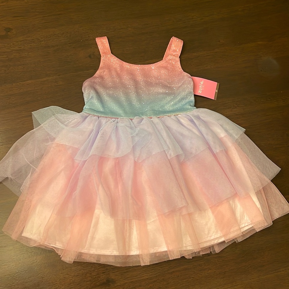 Pastel Dress with tiered skirt and glittery top